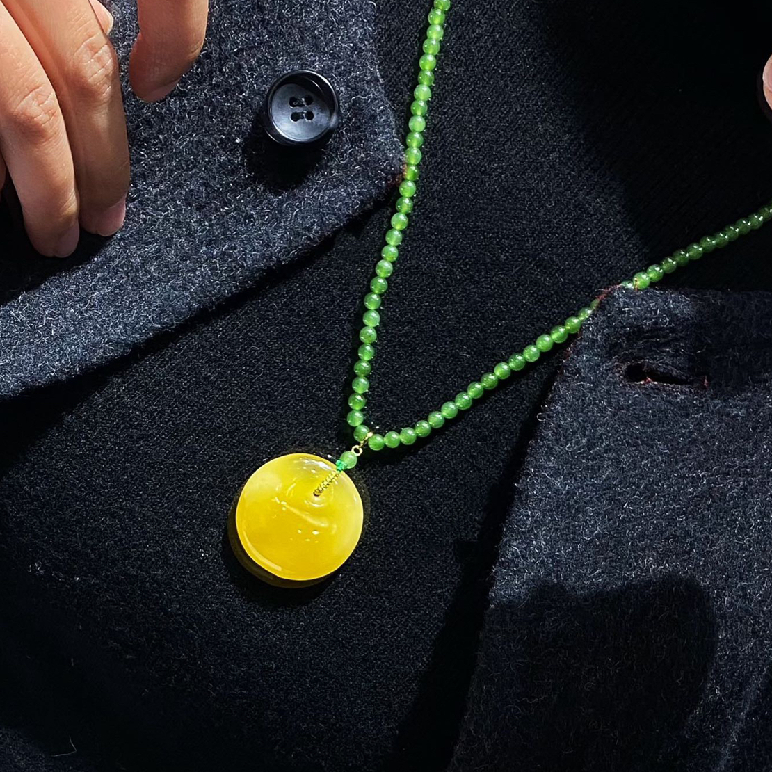 年底特惠‼️天然蜜蜡琥珀鱼眼扣吊坠