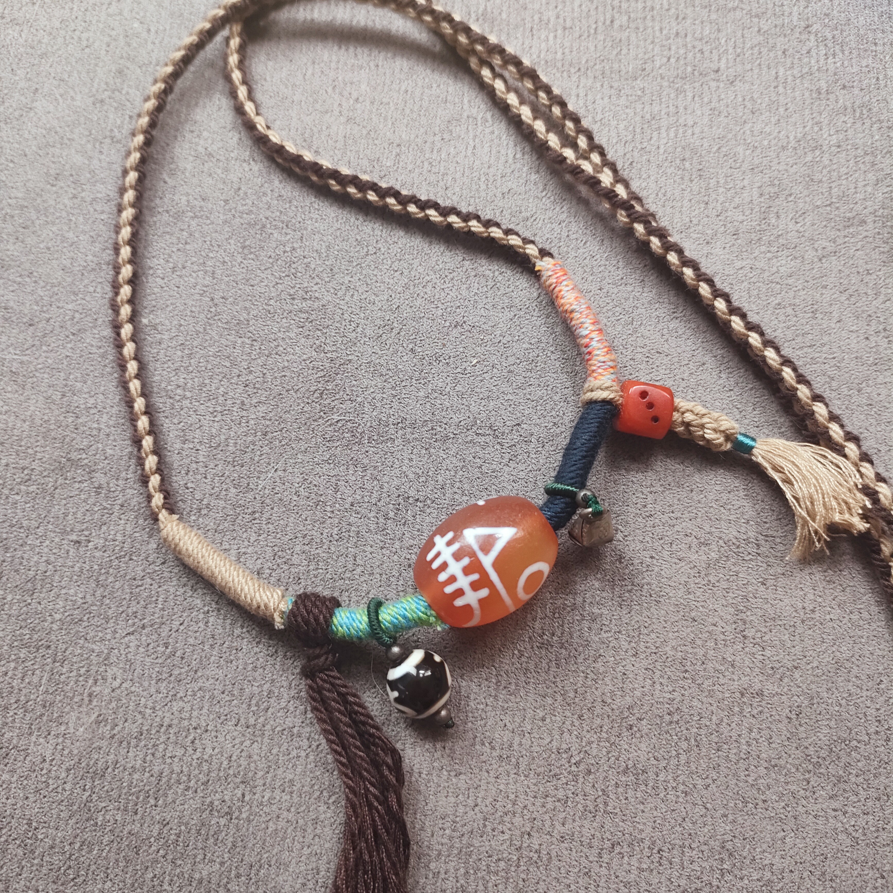 非金属珐琅吊坠 时尚饰品纯手工编织藏风锁骨链