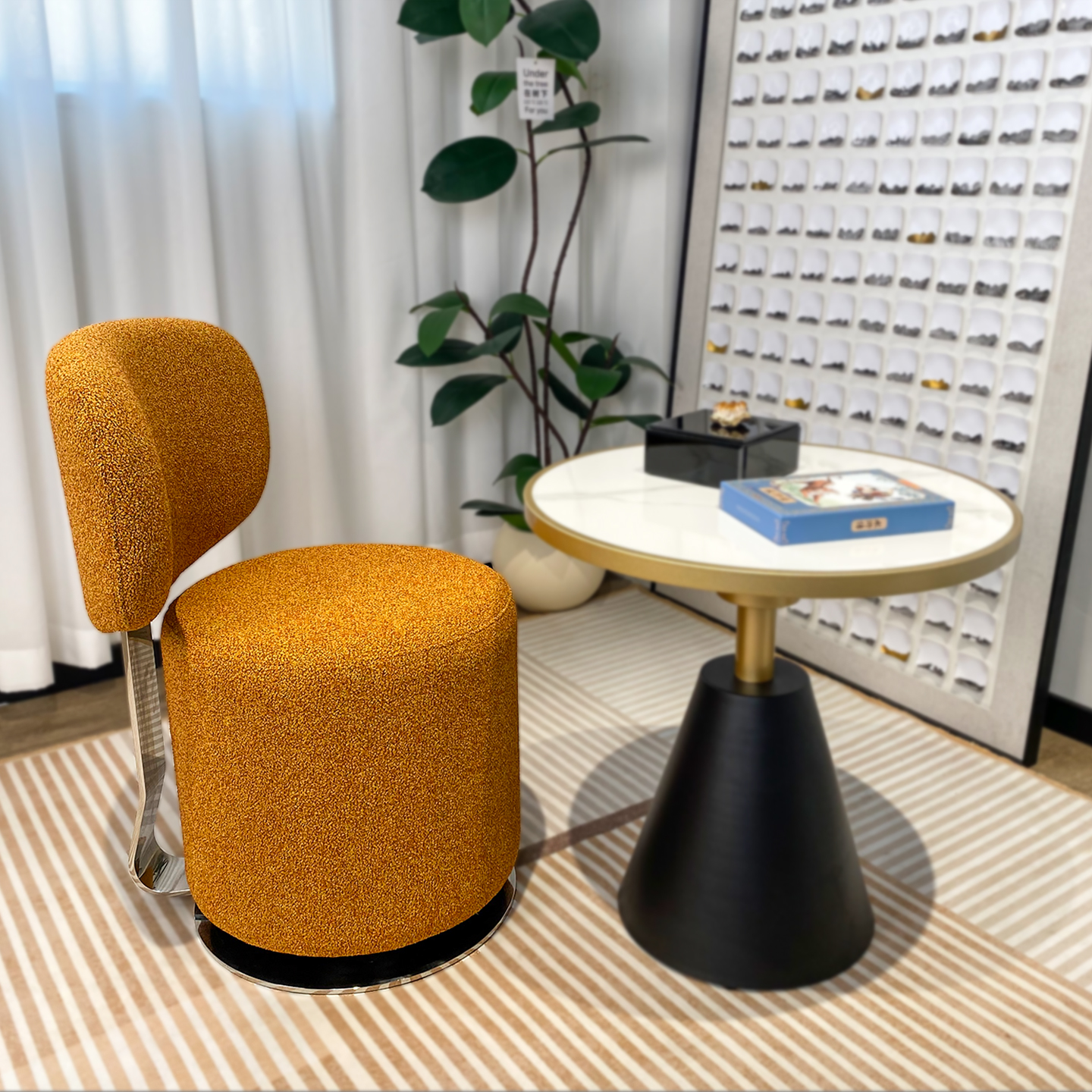 创意不可以北欧茶几圆形简约家用梳妆椅旋转椅行星椅时尚轻奢