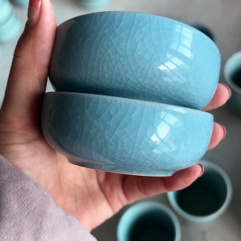 盘汝瓷普洱杯清仓冰片蓝