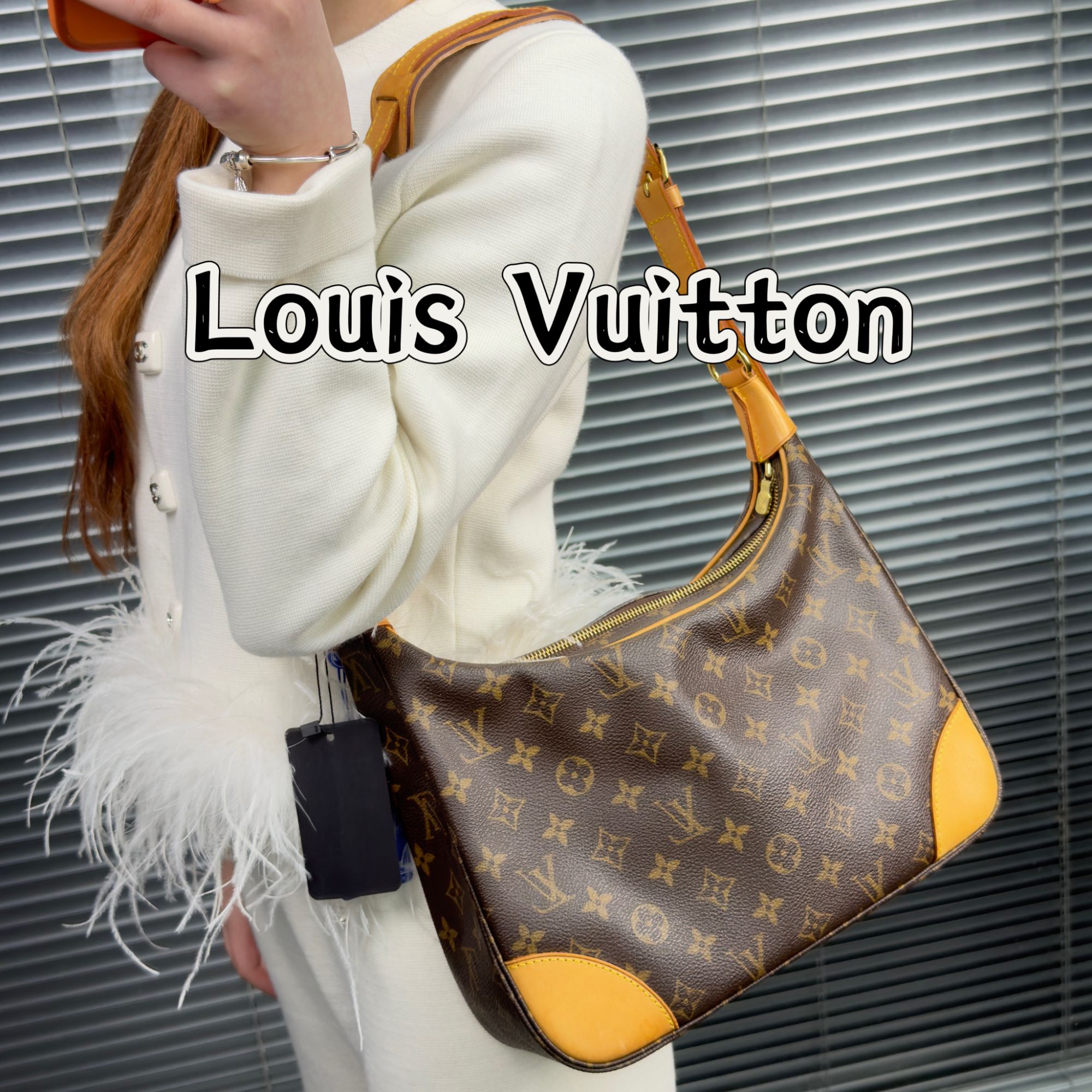 95新 LouisVuitton/路易威登 TH783 BOULOGNE 老花30黄牛角包