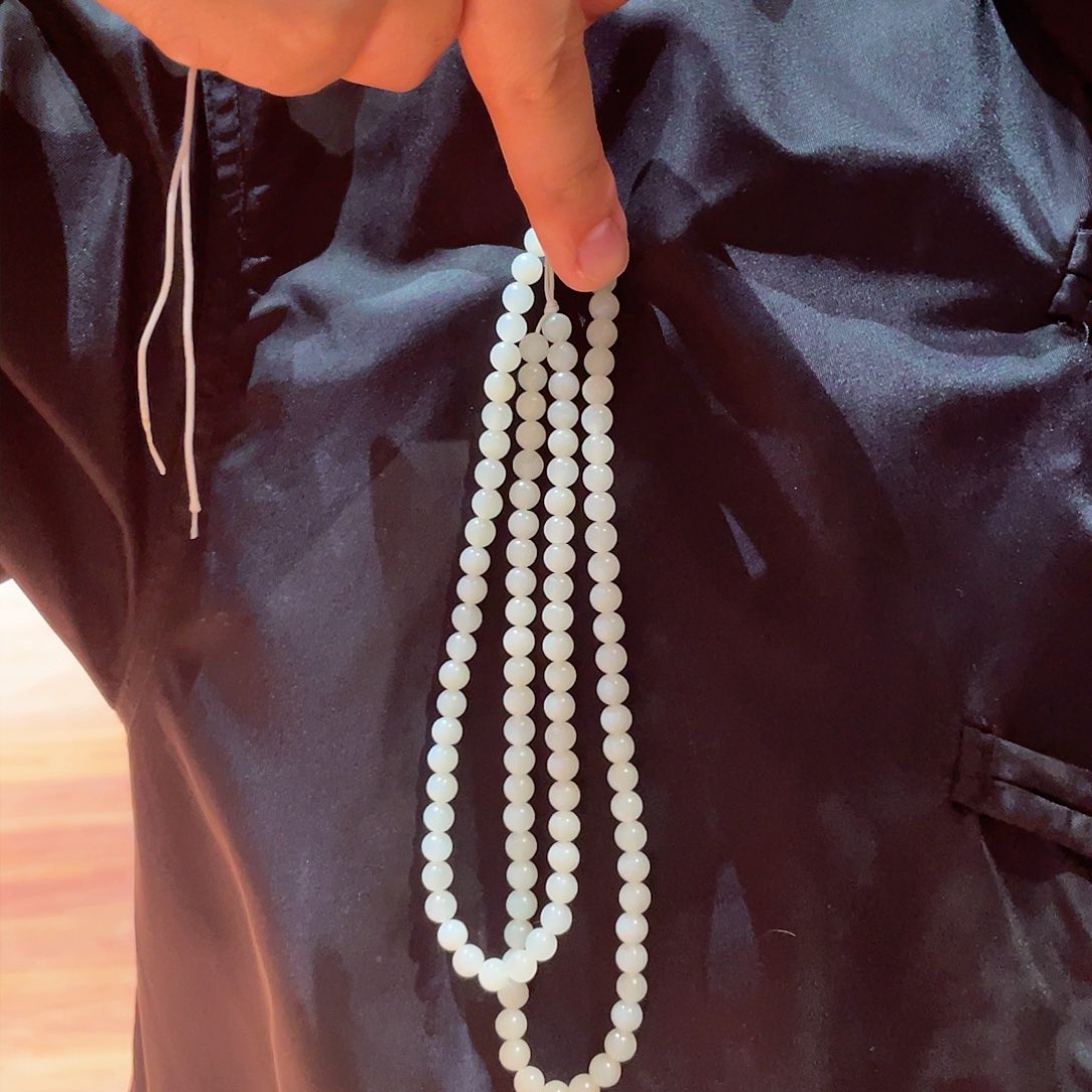 和田玉手串未镶嵌米达卡6.圆珠108