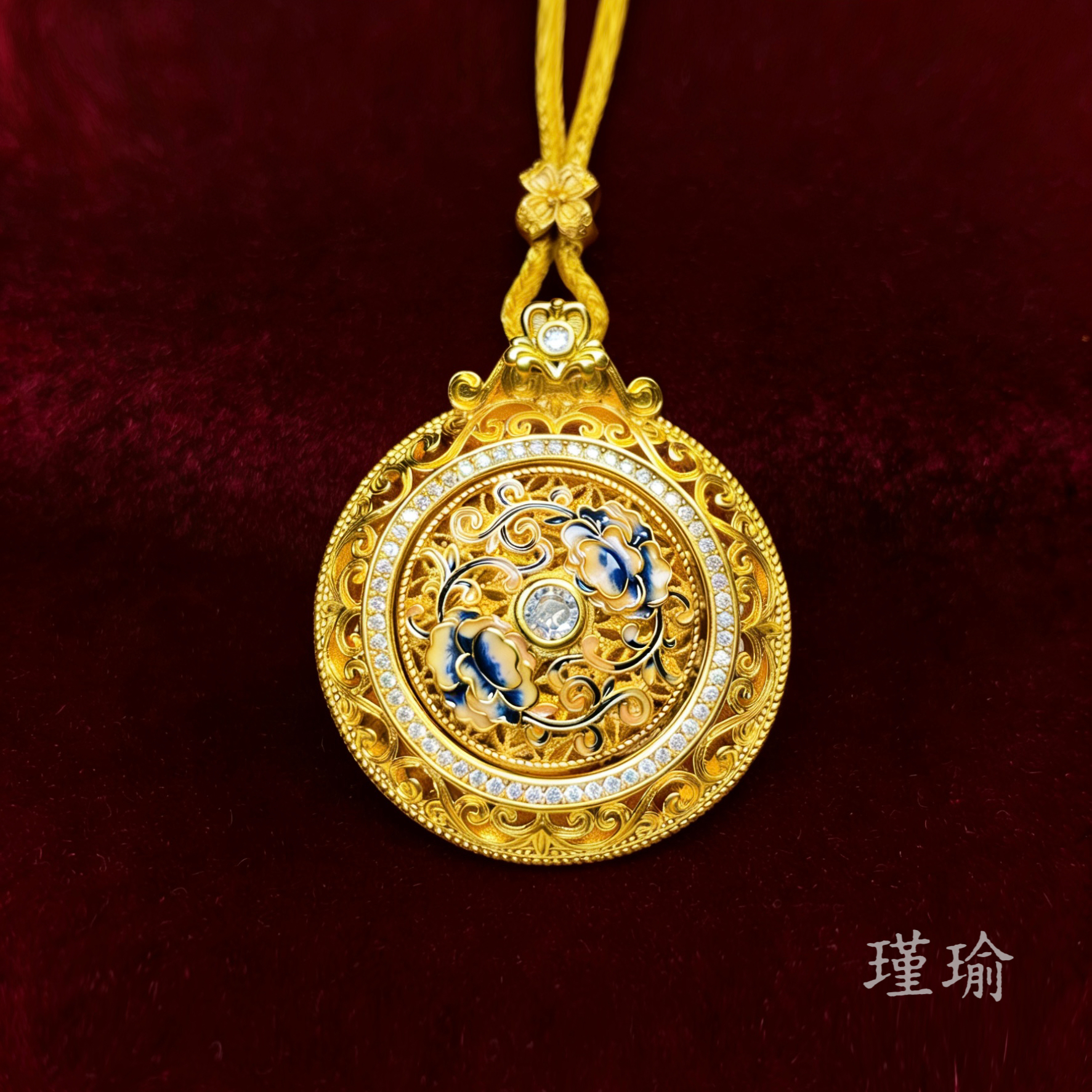 项链 吊坠 K04965经典黄色花丝罗盘项链多样性发货49279