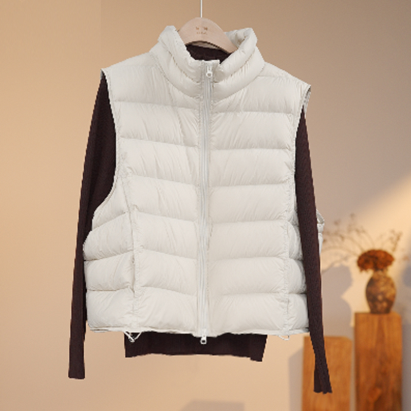 高端泡芙排骨款羽绒马甲女2025年秋冬新款90白鸭绒背心马夹外套女