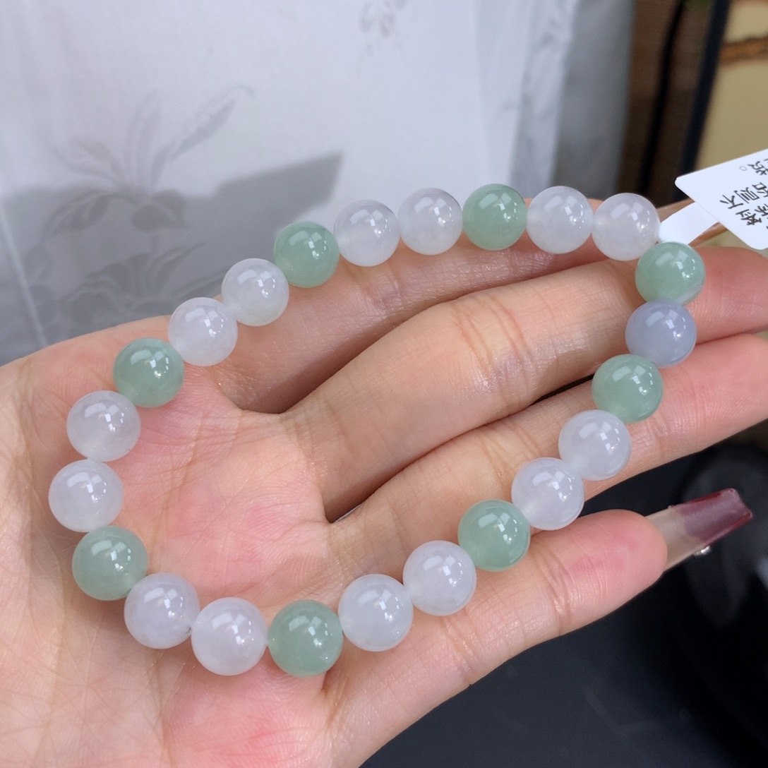 翡翠手链未镶嵌卡8冰胶手串