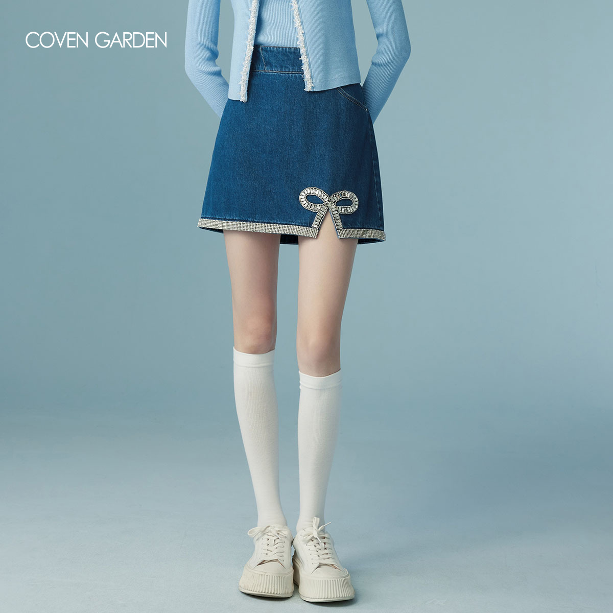 【高高甄选】哥文花园纯棉开叉a字牛仔半裙CLA1075170