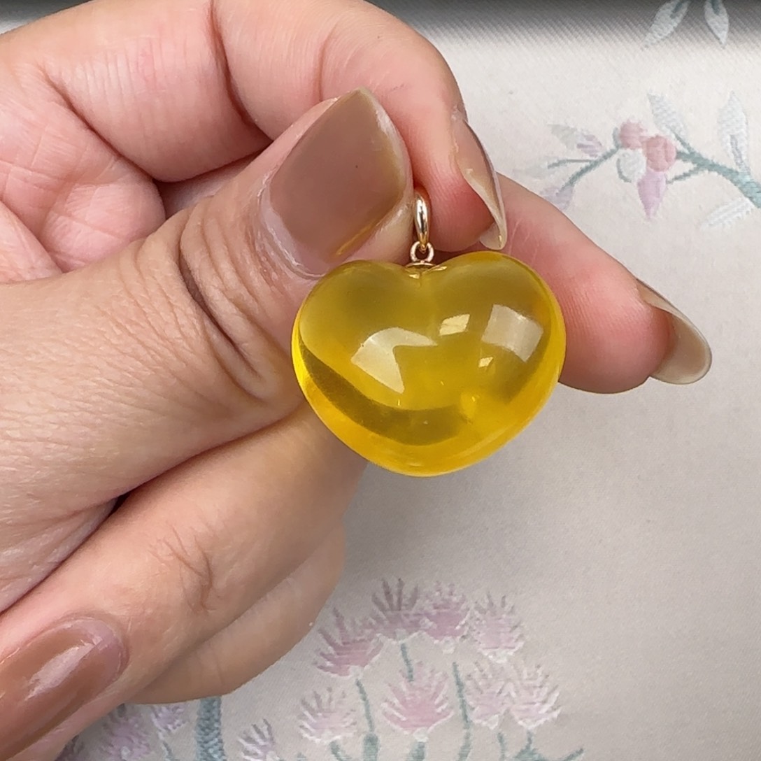 蜜蜡吊坠(不含链)18K金镶嵌