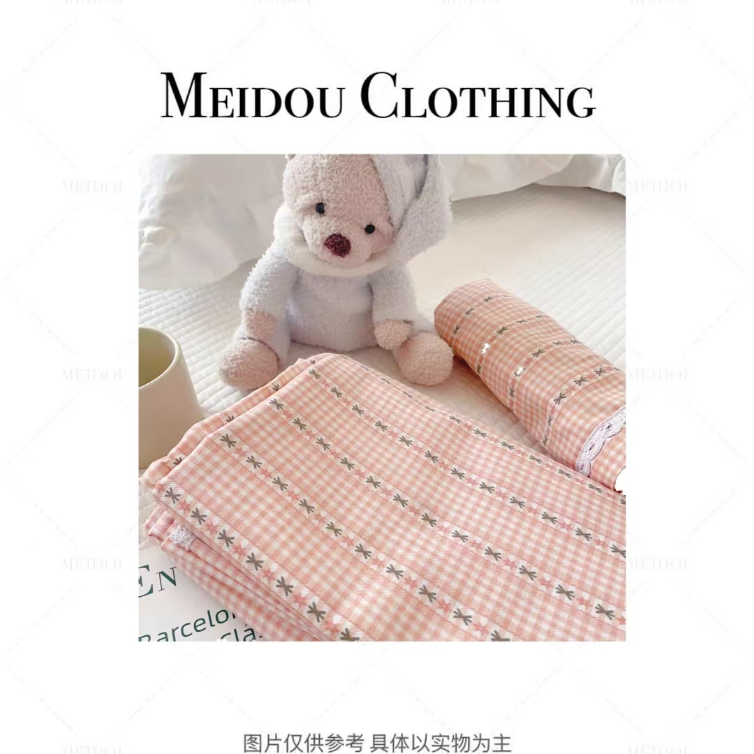 MEIDOU-【三件套】细沙粗布花边细纱缎条三件套