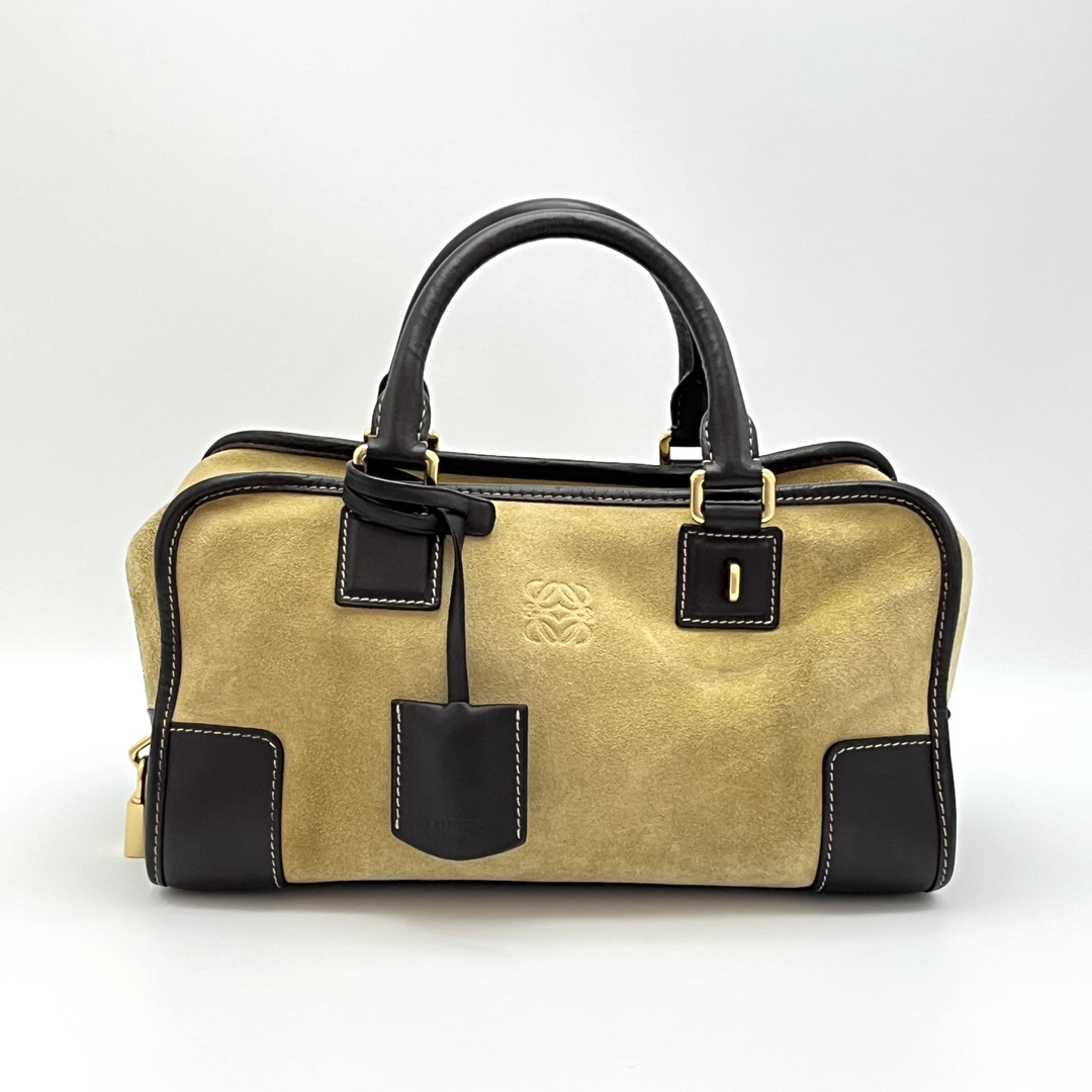 95新 LOEWE/罗意威 麂皮沙色 Amazona28保龄球手提单肩包 43186