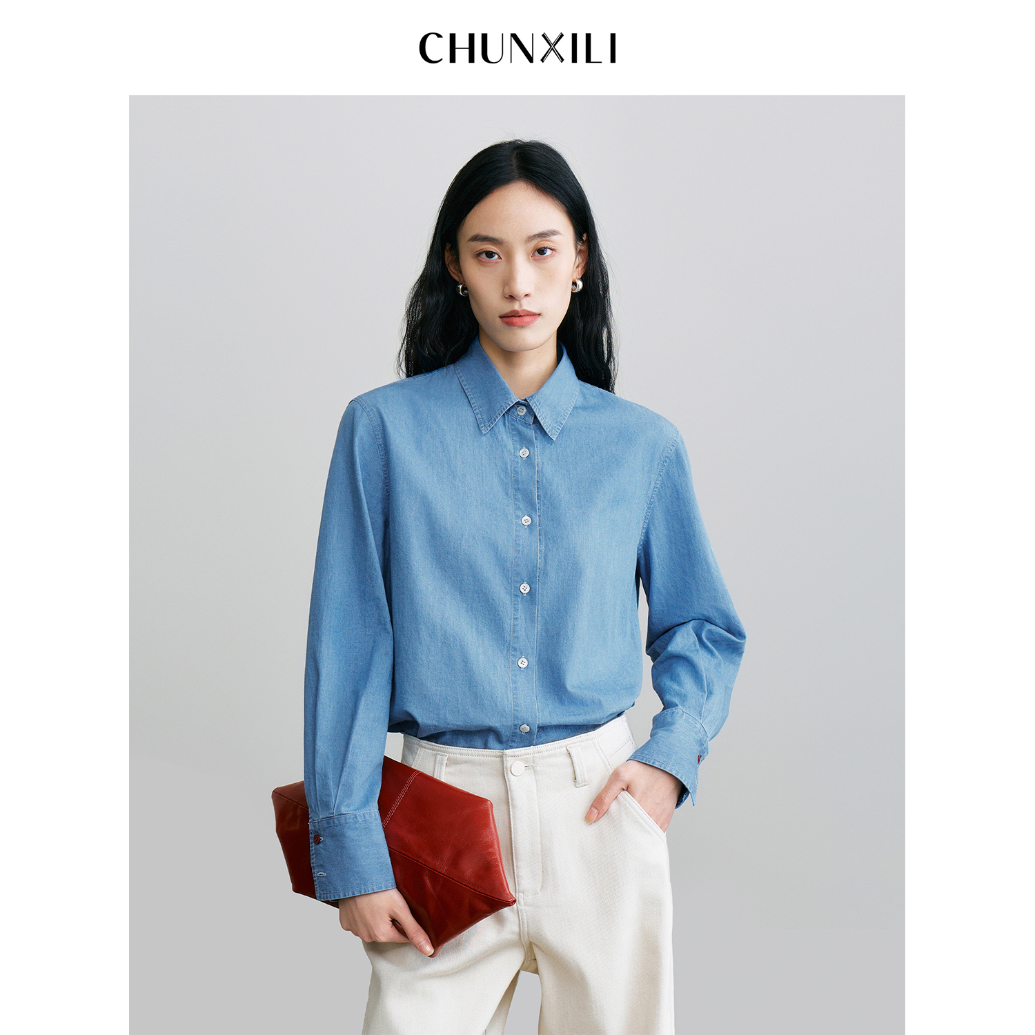【海盐牛仔 】CHUNXILI/春熙里 复古慵懒风水洗牛仔衬衫 D04C54034