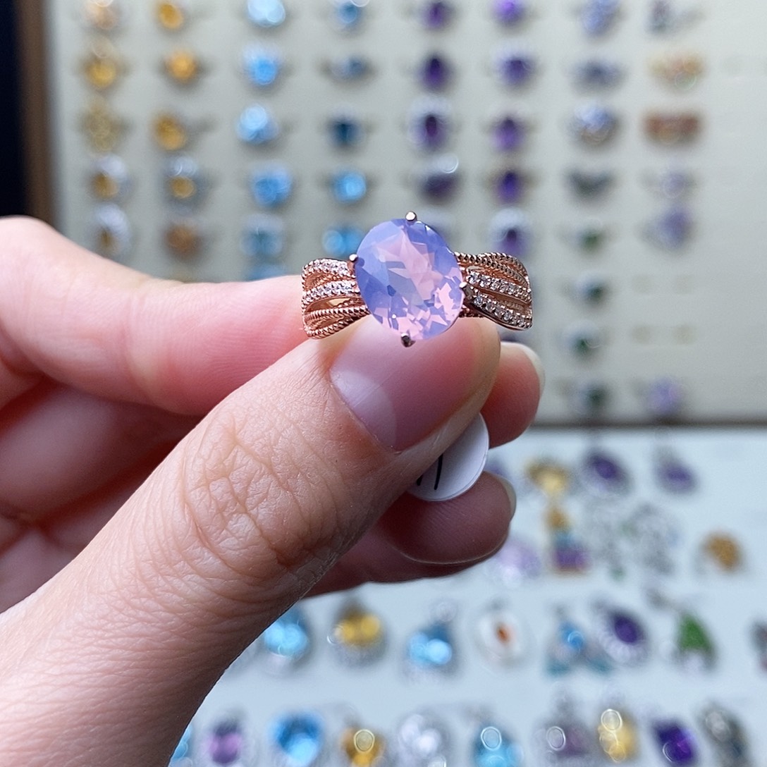 水晶戒指银S925镶嵌紫玉晶（需要证书备注）