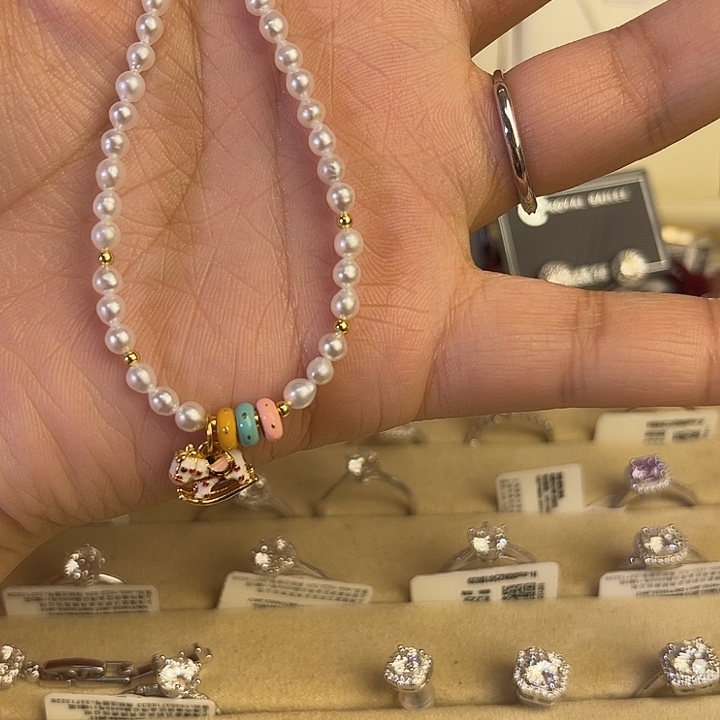 石英石纯铜珍珠手链小马配饰