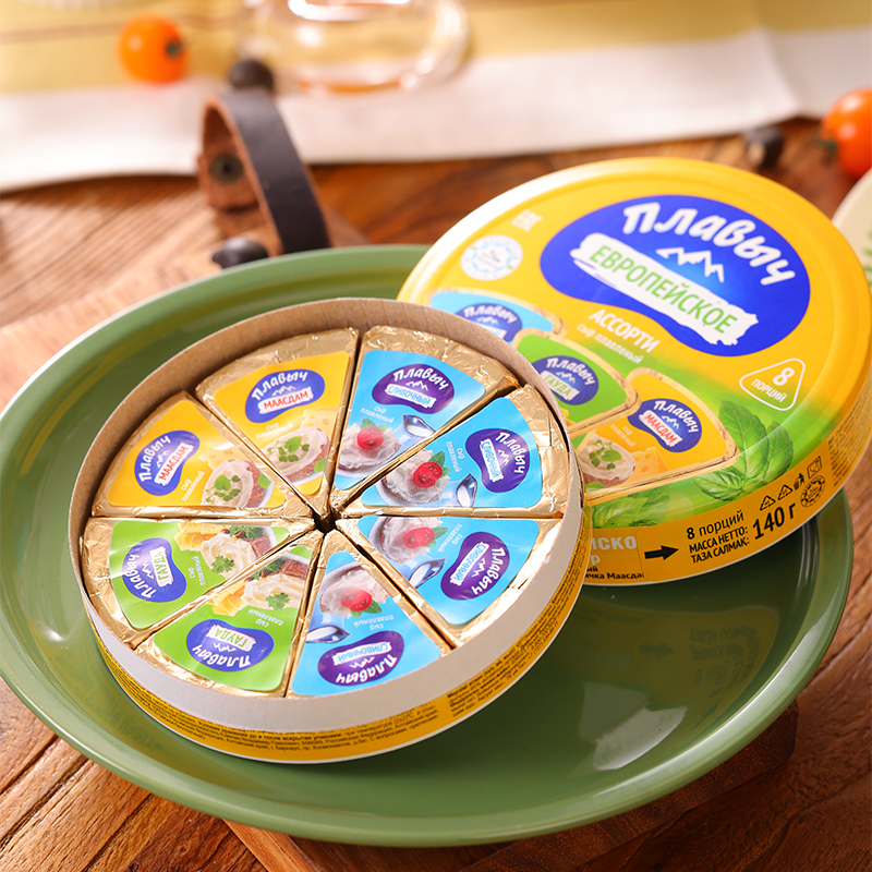 宝山俄罗斯进口普拉维奇牌什锦奶酪味再制干酪独立包装140g