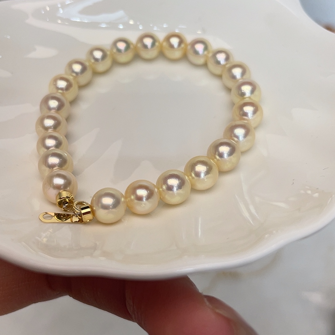 手绳18K金镶嵌海水珍珠