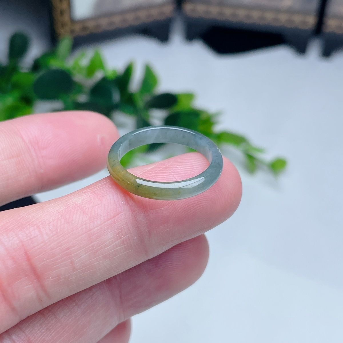 天然A货翡翠双彩戒指黄蓝戒圈半山半水晴水黄指多款可选幸运圈