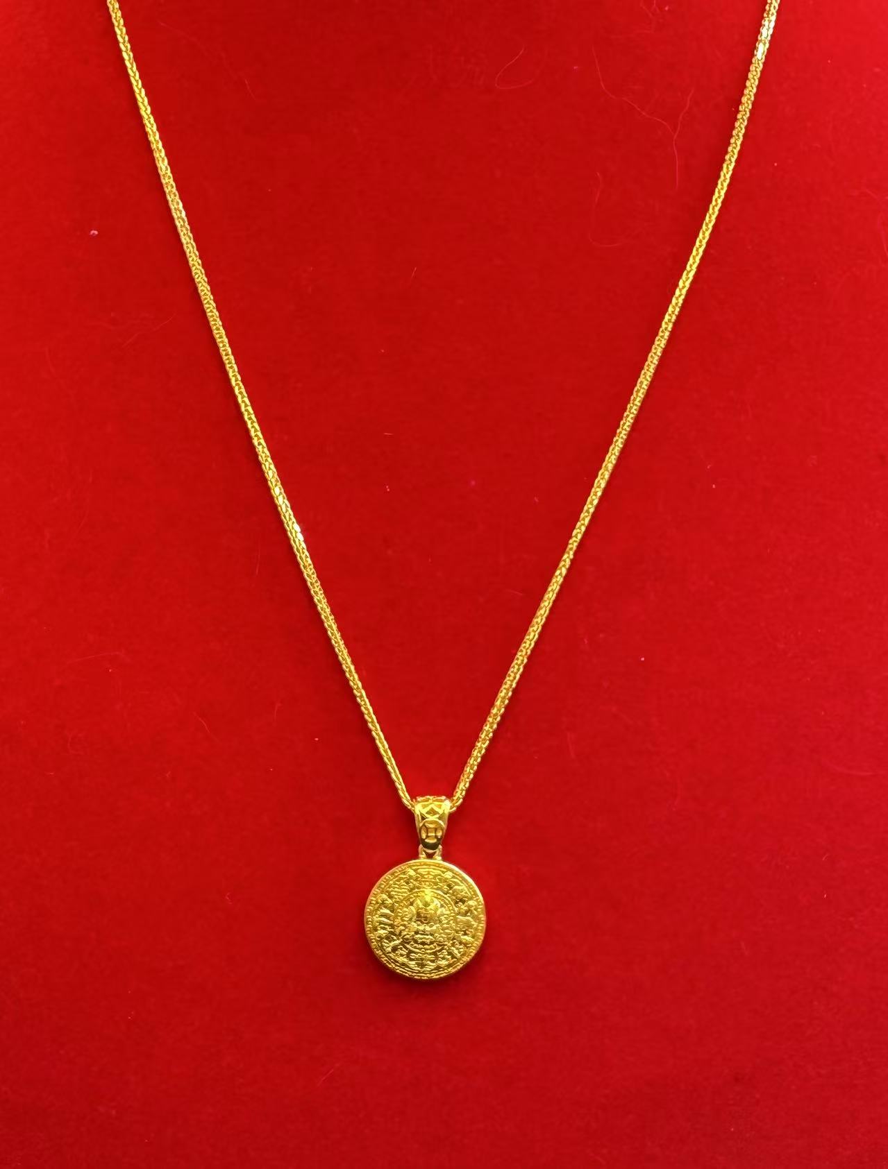 坠链均足银 黄财神套链（简约时尚）