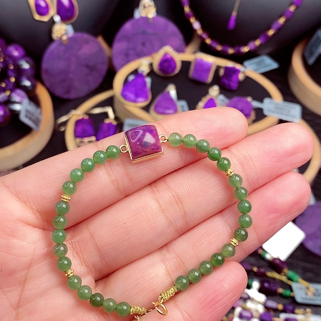 苏纪石（舒俱来）手链18K金镶嵌