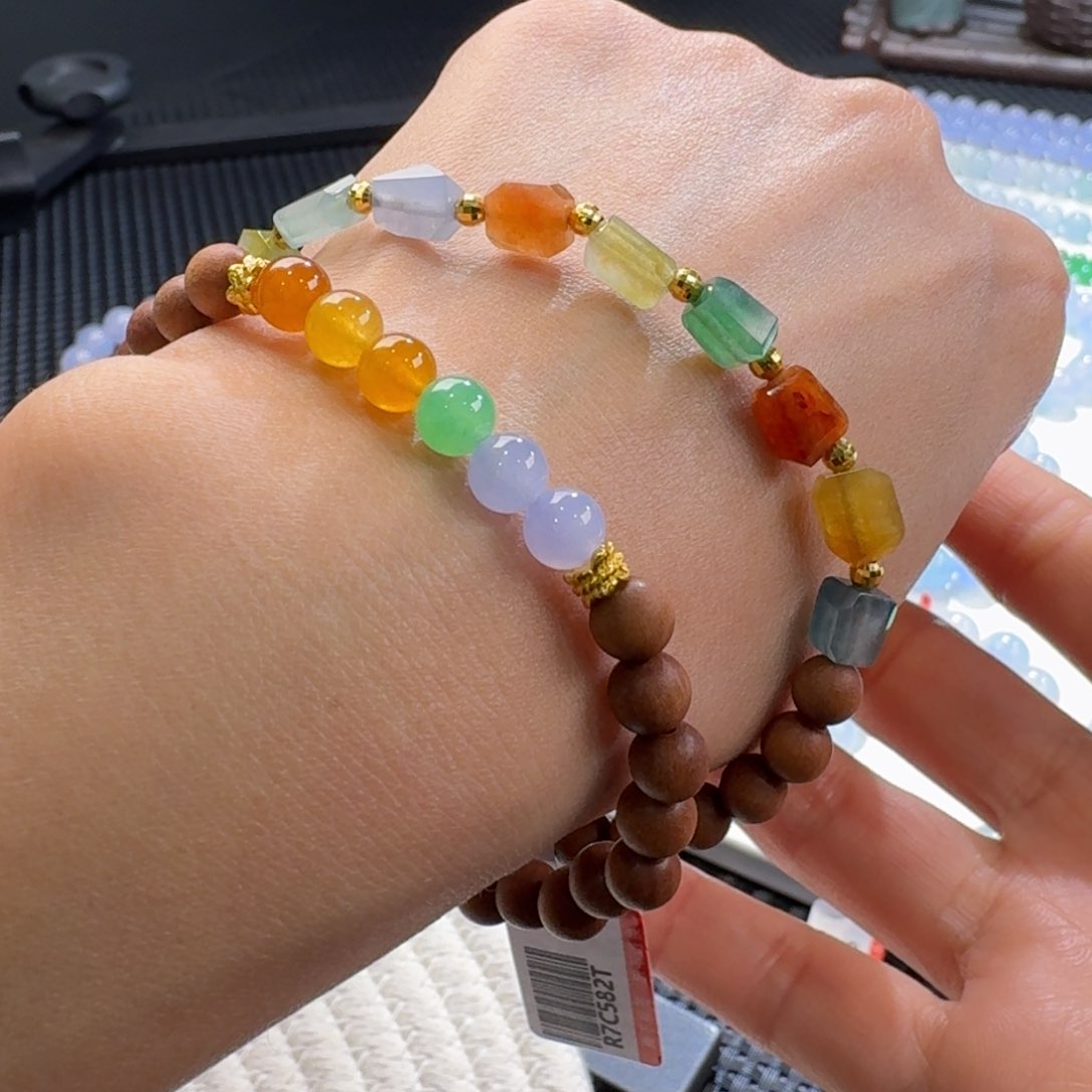 翡翠手链未镶嵌新款大漏款浓彩