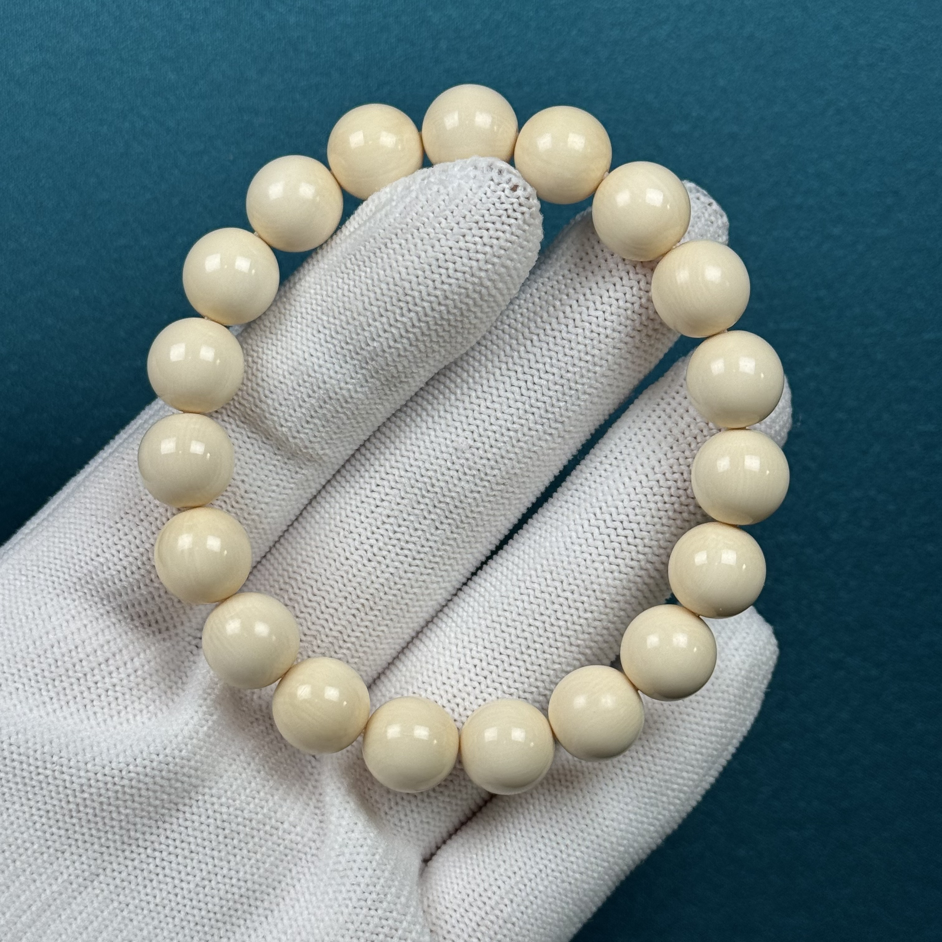 Q45-71天然猛犸牙 圆珠手串约10mm支持复检假一罚十