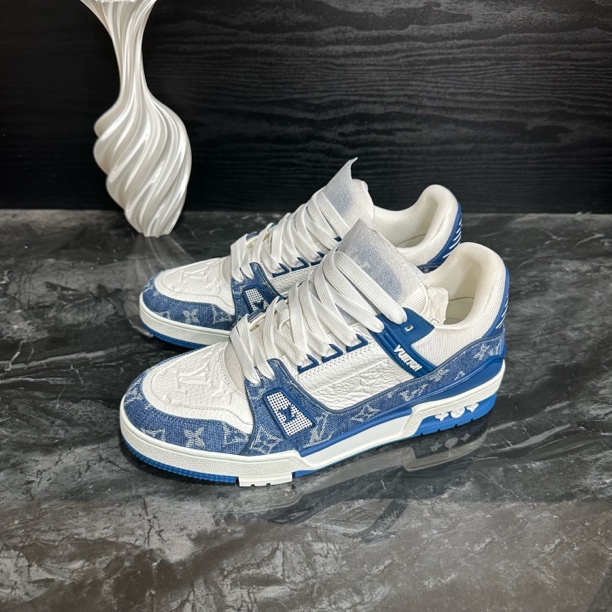 未使用 LouisVuitton/路易威登 41.5码/全新蓝白牛仔 Trainer板鞋