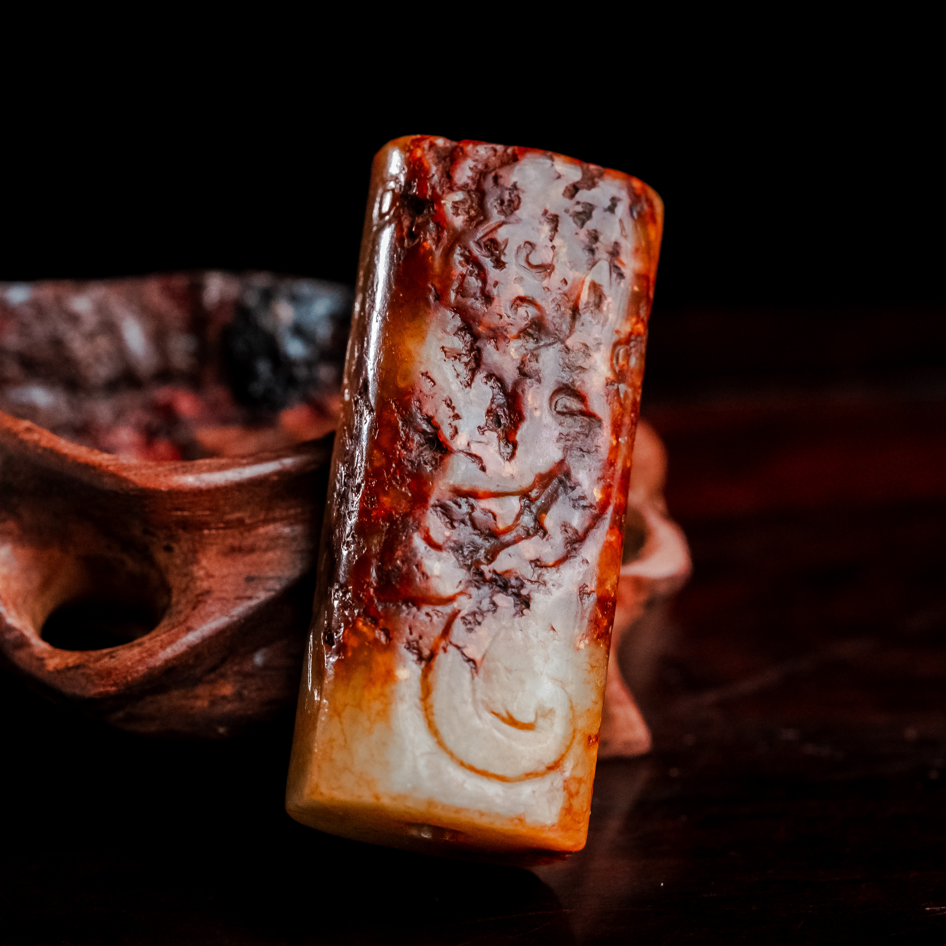 明代和田玉龙纹玉珒