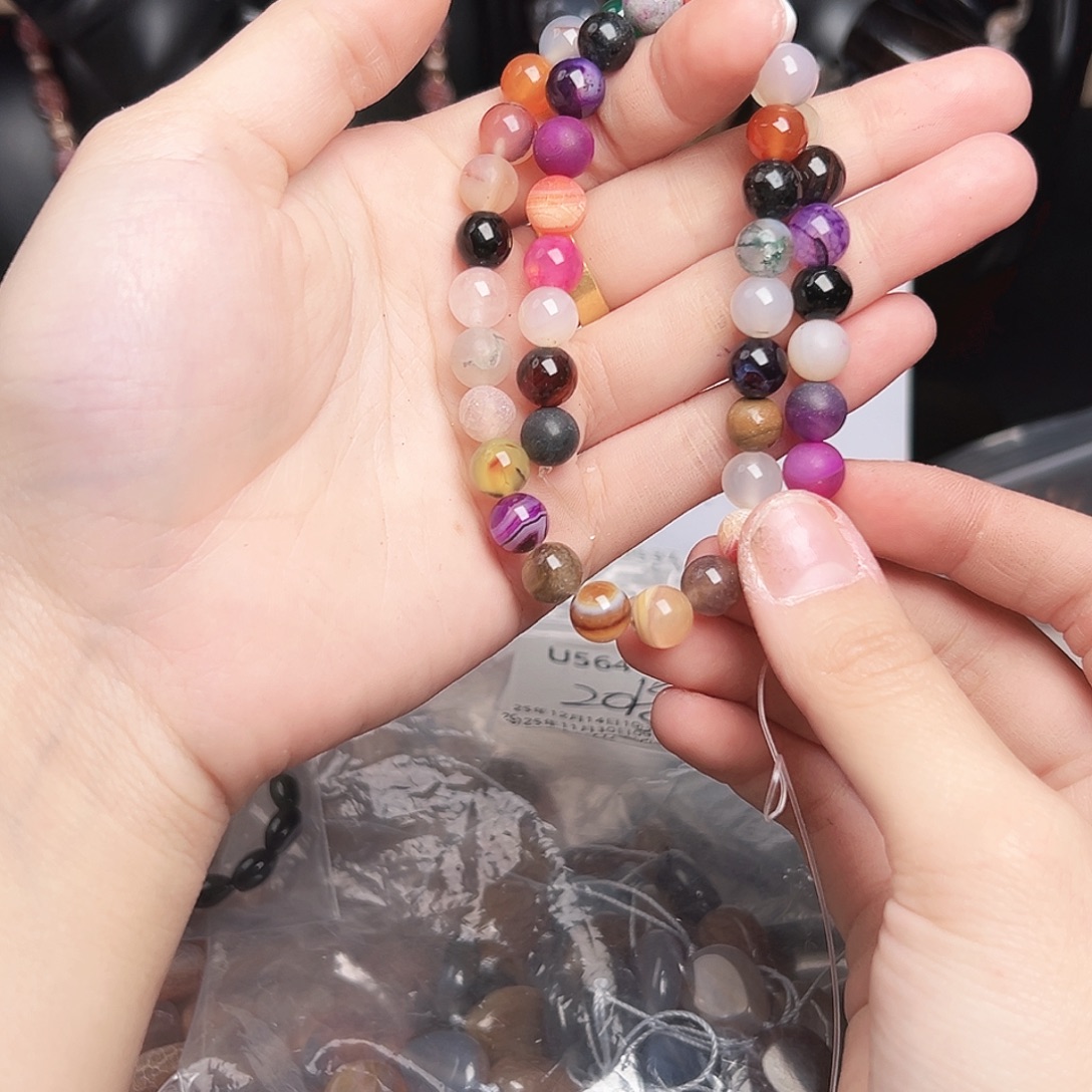 玛瑙/玉髓合金珠宝半成品u567 8m 多宝玛瑙一条