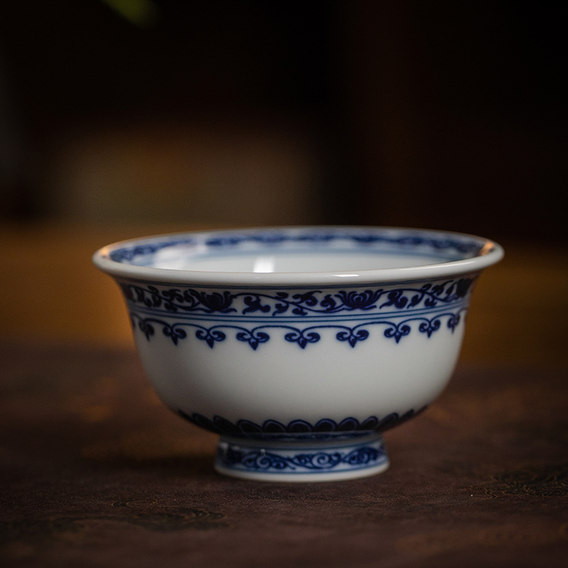 【记石柴窑】精工宝相压手杯主人杯景德镇纯手工手绘茶器茶具茶杯