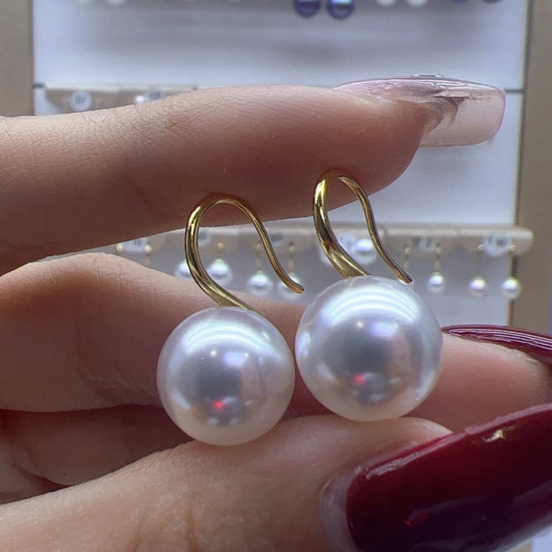 淡水珍珠耳饰18K金镶嵌