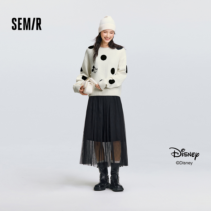 【商场同款新品】迪士尼米奇家族合作系列森马连衣裙女2025春毛衫