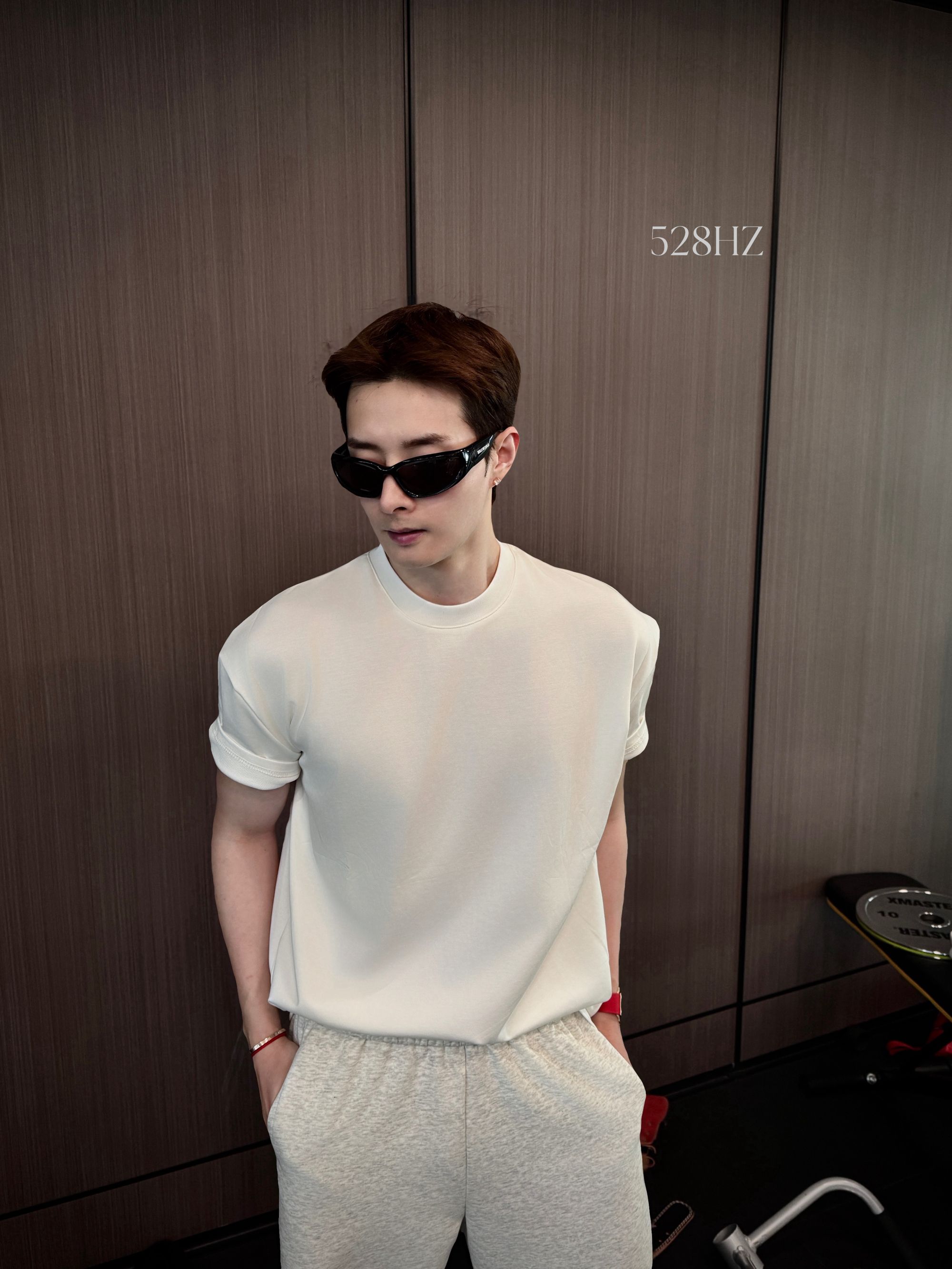 528HZ-冰感抗菌速干吸汗运动T恤素板户外短袖黑色白色