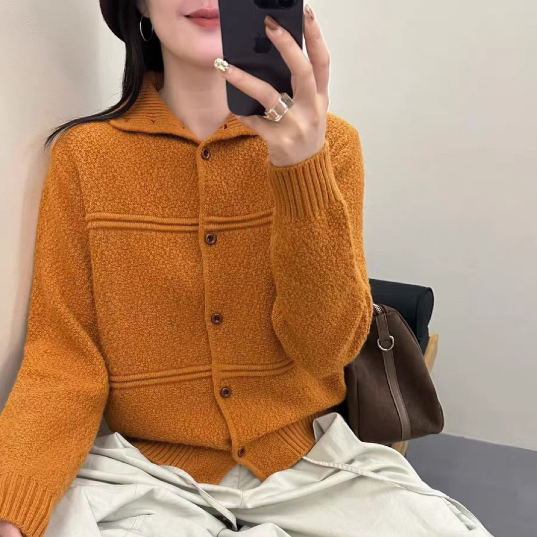 加厚绵羊毛立领可翻领毛针织开衫女显瘦毛衣外套