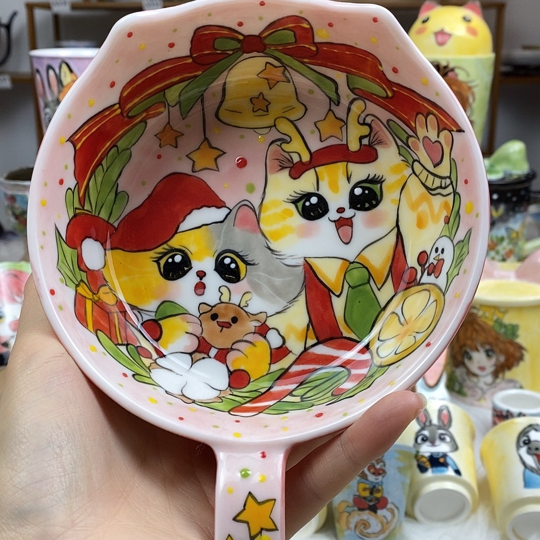 瓷片董董文创手绘陶瓷