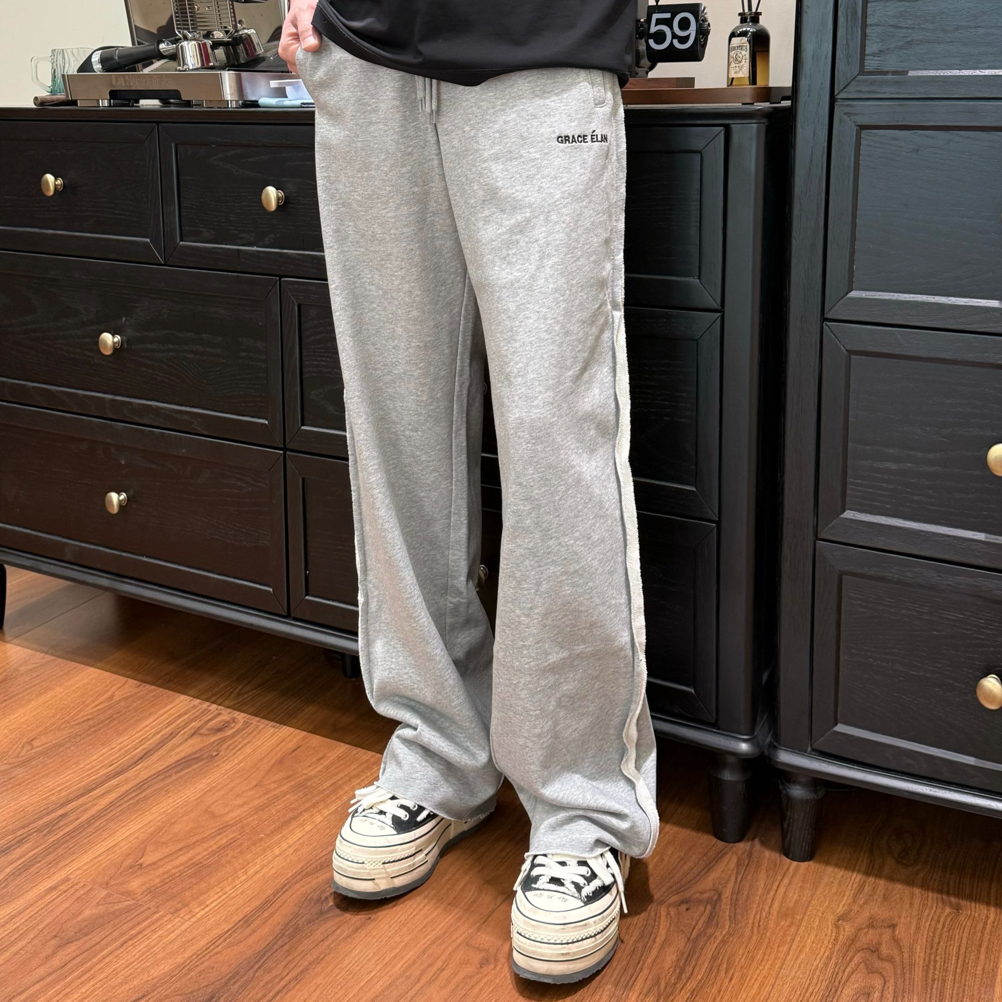 宽松【灰色裁剪休闲裤】男女同款D28090