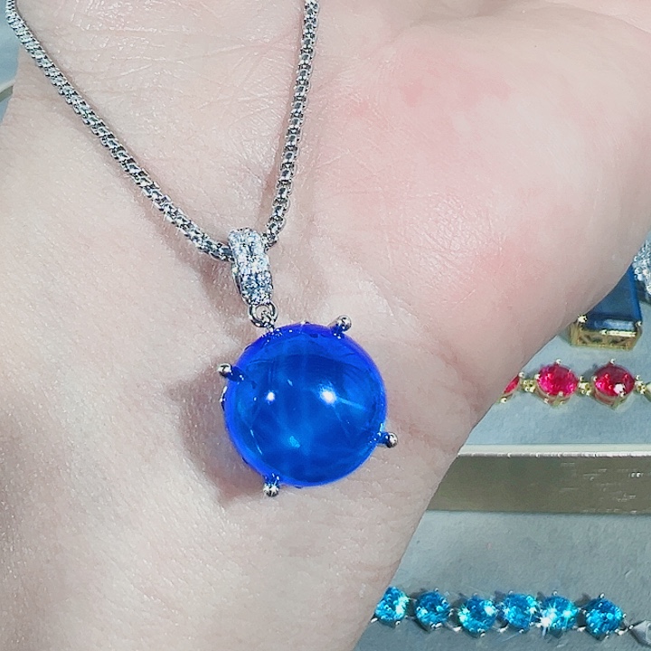 非金属红色蓝色满镶嵌吊坠戒指