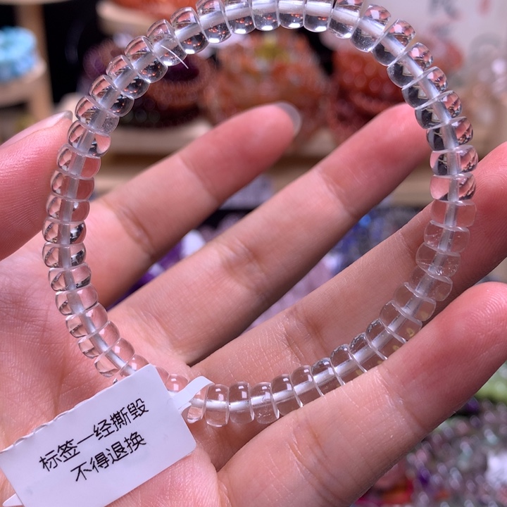 水晶手链未镶嵌6.3白水晶直切碟珠