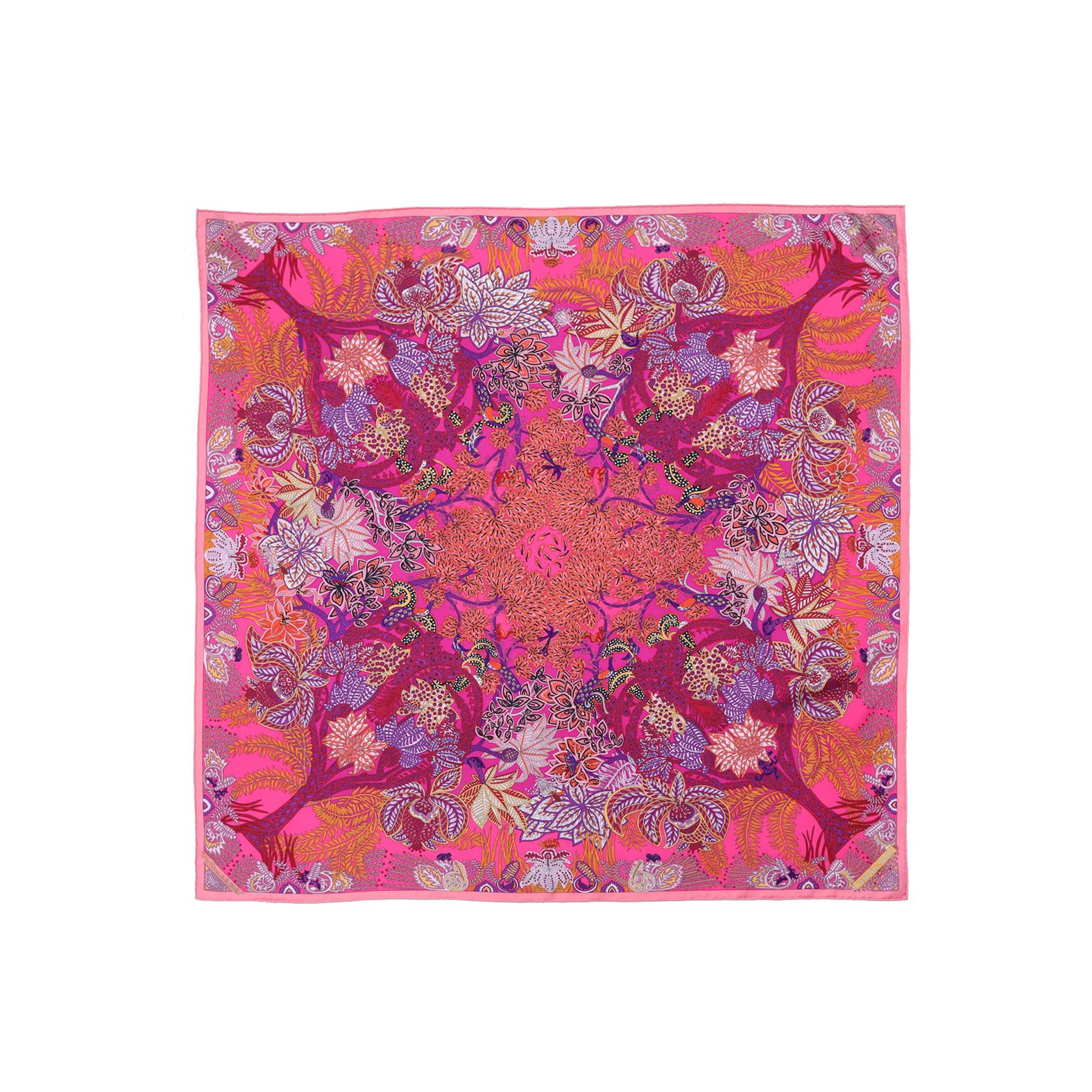 99新 Hermes/爱马仕 【花花】90*90厘米围巾方巾 印花 桑蚕丝