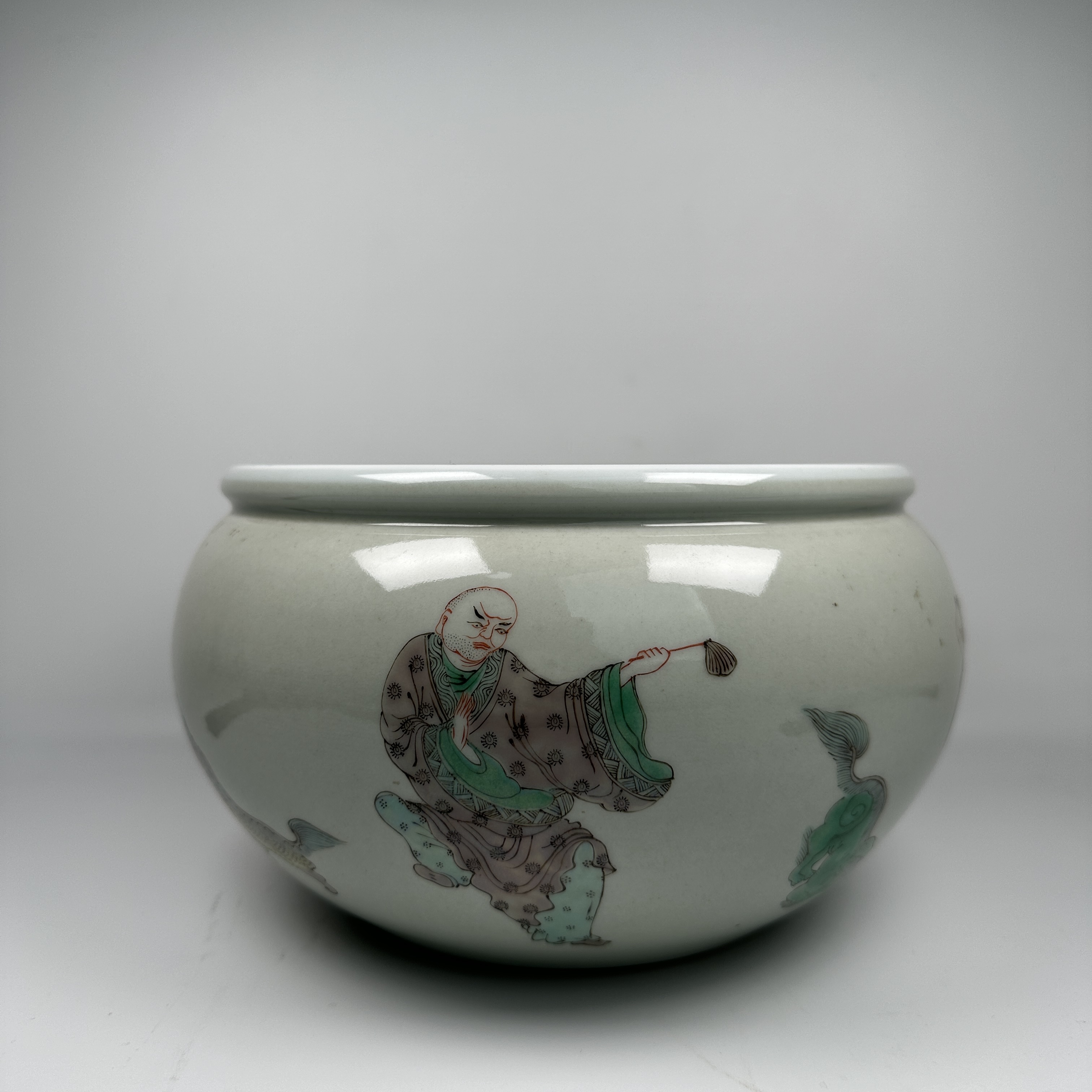 民国 五彩罗汉图钵式洗