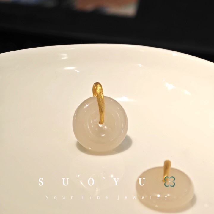 所欲珠宝|26 B660137-18K藕粉平安扣吊坠#多样性发一