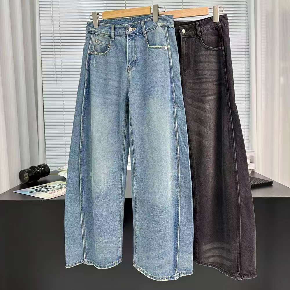 春季新款时尚百搭宽松阔腿牛仔裤休闲香蕉长裤女10174