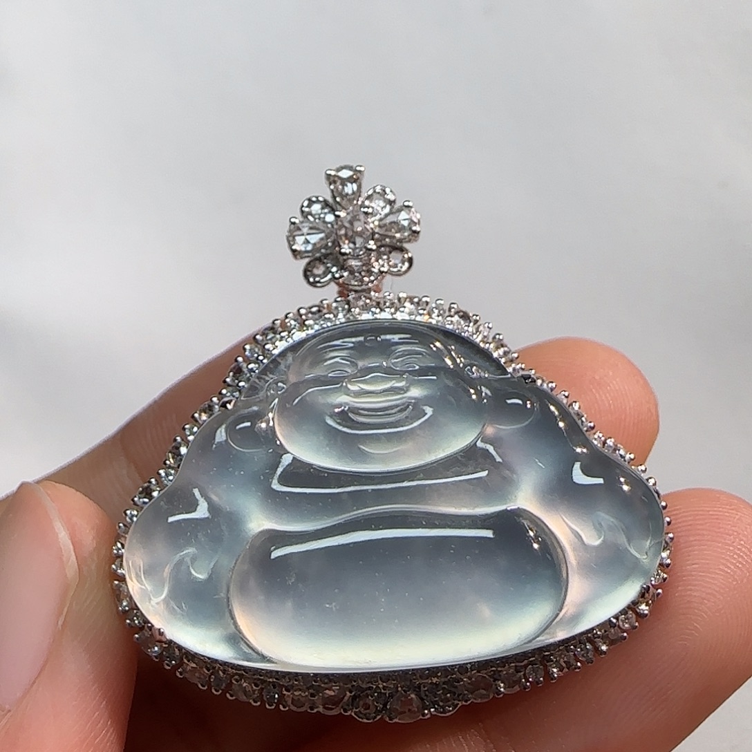 翡翠18K金镶嵌吊坠(不含链)佛公