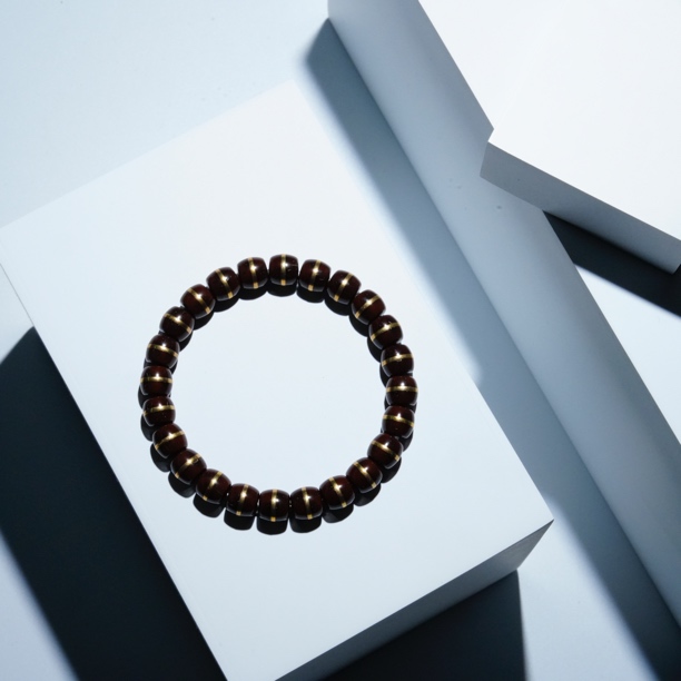 紫金鼠镶嵌黄腰带一线药师老型桶珠