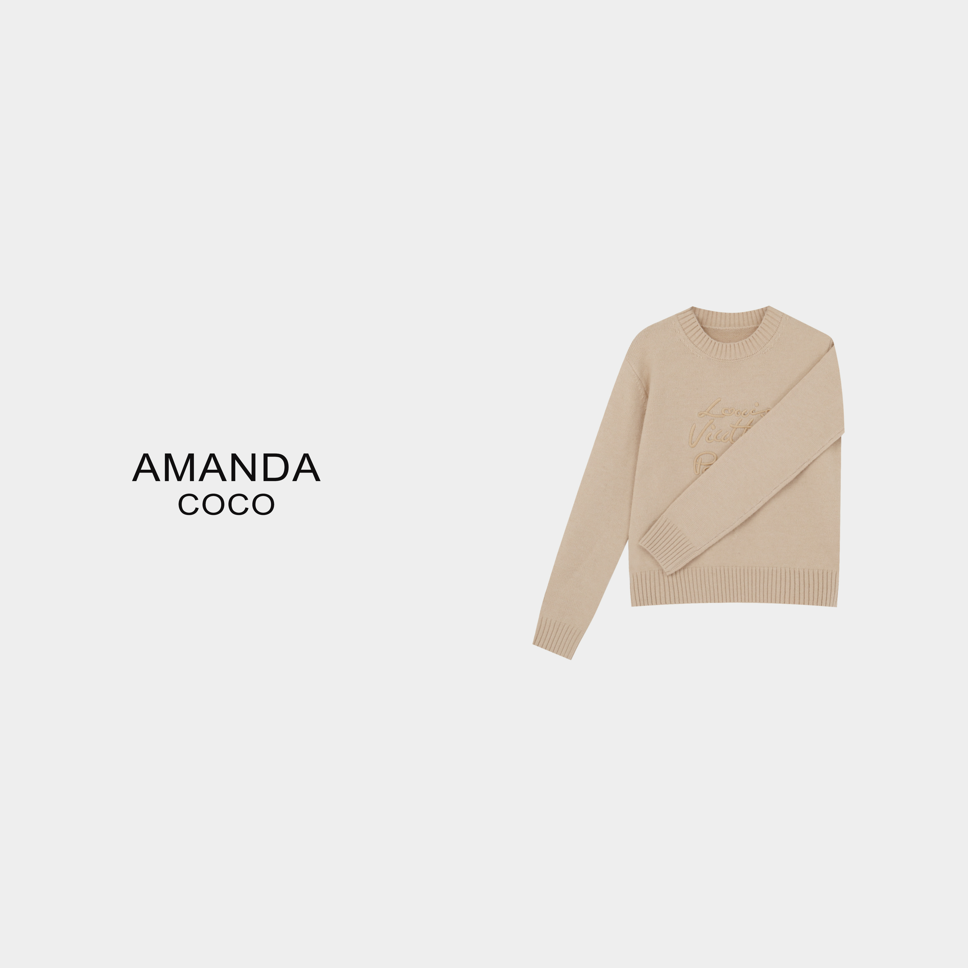 潇潇# 温暖随行～25秋冬百搭基础款字母提花圆领显瘦针织上衣