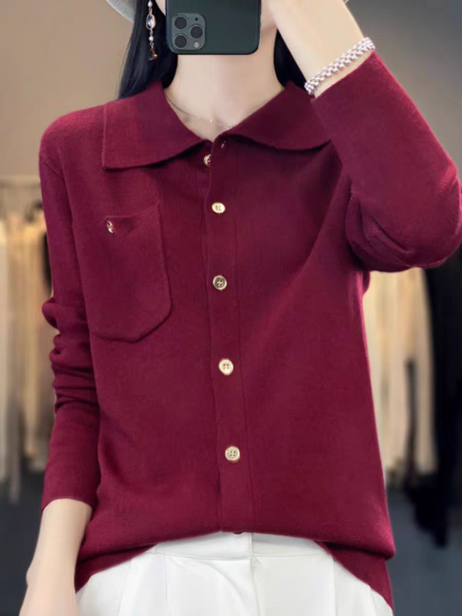 新款精仿超细羊方领开衫针织衫（偏远地区不包邮）