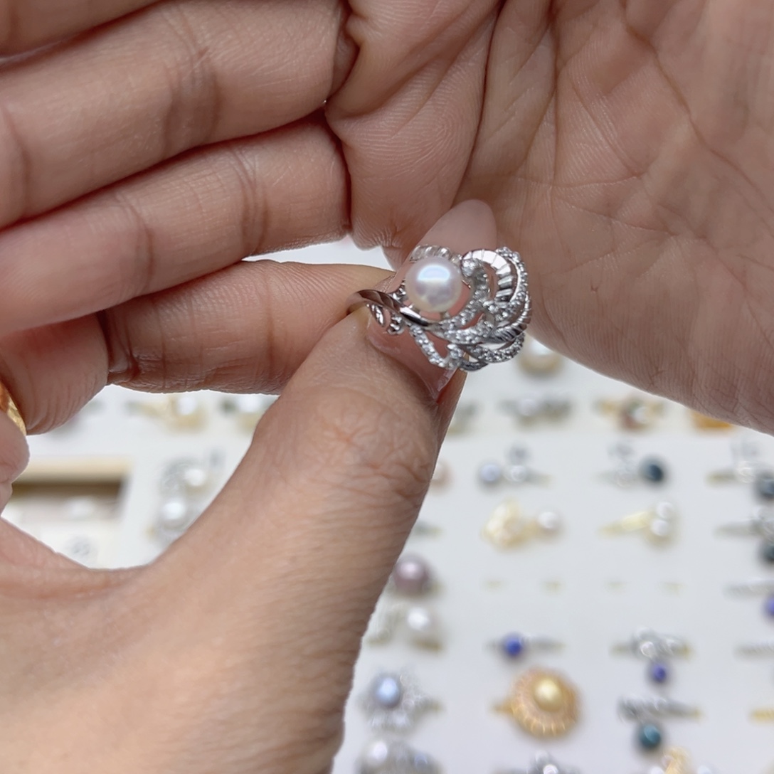 舒***塔戒指合金淡水珍珠
