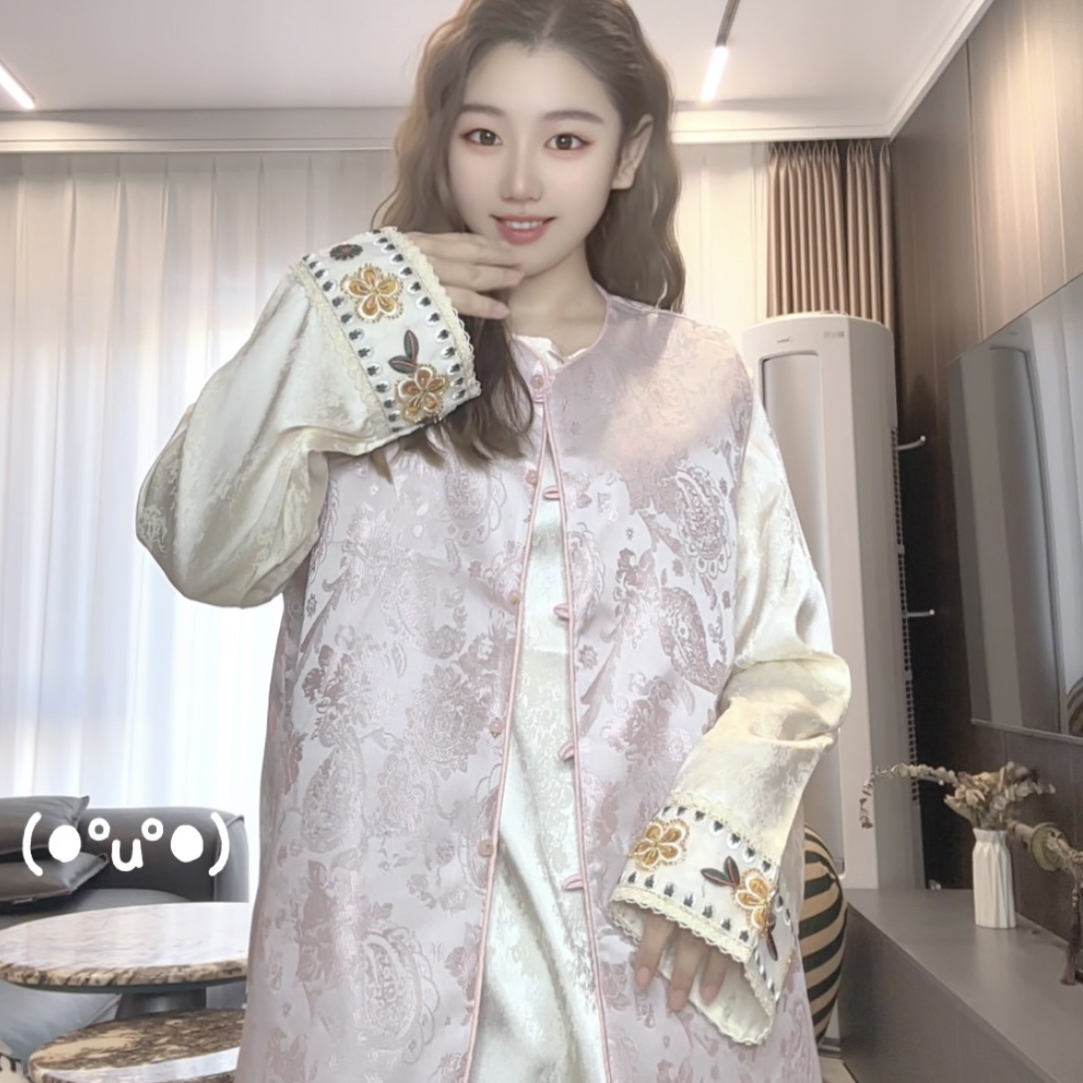 「651172」新中式气质提花国风马甲显瘦大码复古上衣新