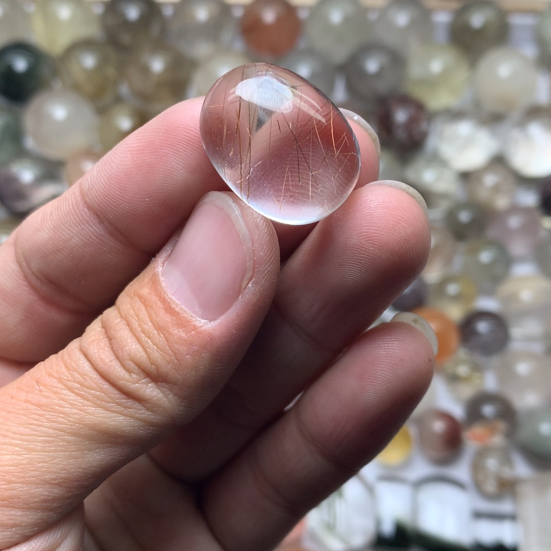 水晶珠宝半成品未镶嵌发晶吊坠