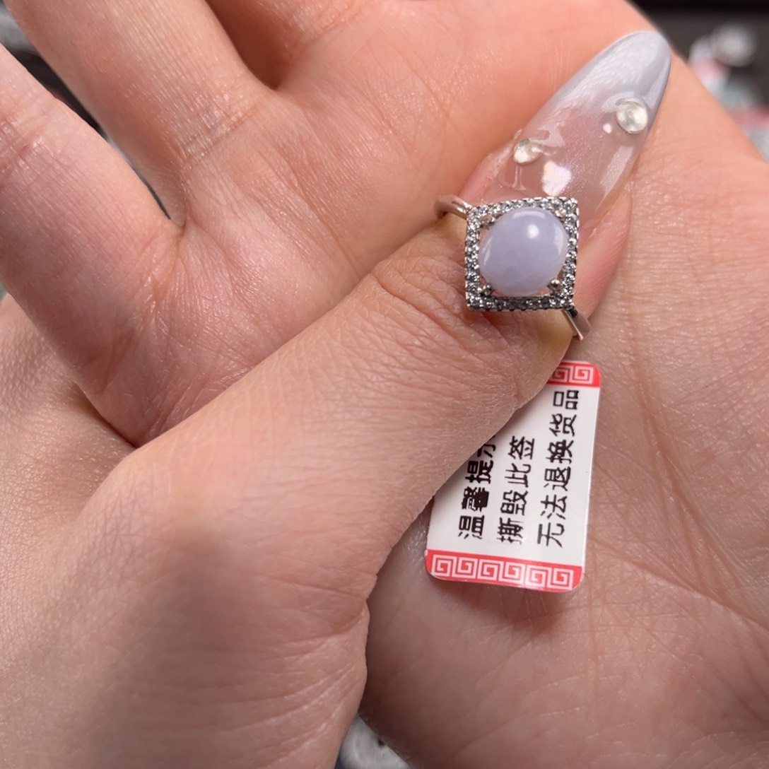 翡翠戒指银S925镶嵌66888