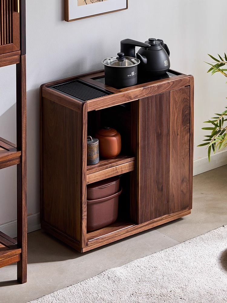 【北美黑胡桃木】茶边柜茶车新中式家用阳台泡茶柜茶室茶艺茶水柜