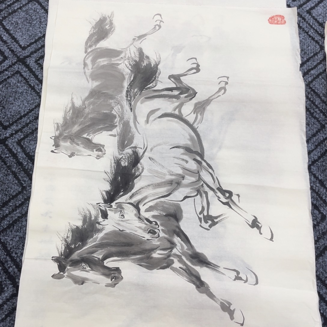 国画四尺三开作品