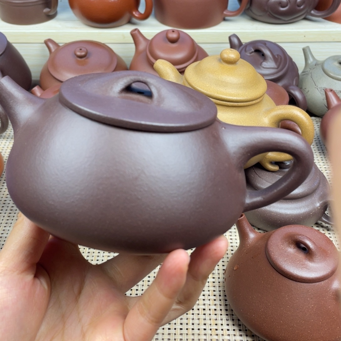 五***型茶壶紫砂微瑕石瓢